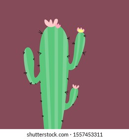 
cactus on a purple background vector icon eps10