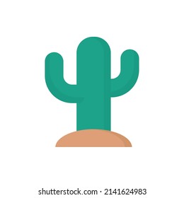 cactus on sand icon isolated