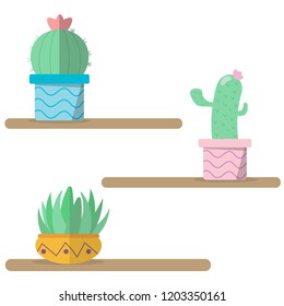 cactus on top table and white background with vector design