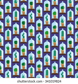 Cactus on a violet background, pattern