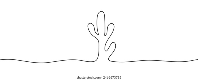 Cactus one line art. Continuous one Line Cactus art black simple Illustration on white background. 11:11