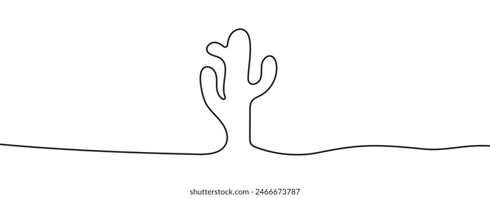 Cactus one line art. Continuous one Line Cactus art black simple Illustration on white background. 11:11