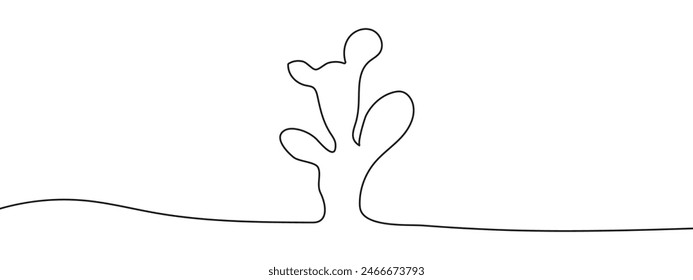 Cactus one line art. Continuous one Line Cactus art black simple Illustration on white background. 11:11