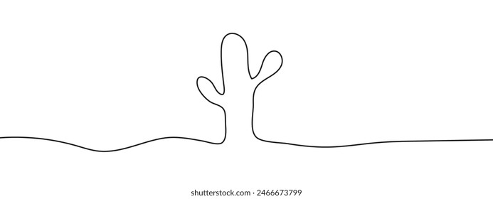 Cactus one line art. Continuous one Line Cactus art black simple Illustration on white background. 11:11