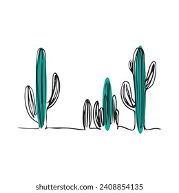 cactus one line art illustration