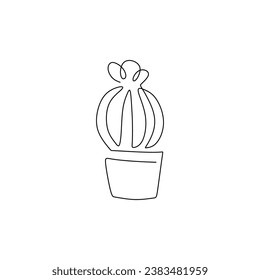 Cactus one line drawing. Vector illustration isolated. Minimalist design handdrawn.