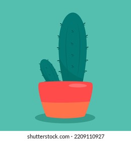 cactus ornamental plant pot isolated illustration