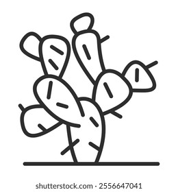 Cactus outline icon, editable vector illustration and transparent graphic element. Isolated on white background