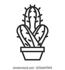 Cactus outline icon, editable vector illustration and transparent graphic element. Isolated on white background