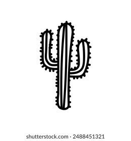 Icono de esquema de cactus, Ilustración vectorial