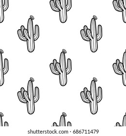 Cactus Outline Style On White Background Stock Vector (Royalty Free