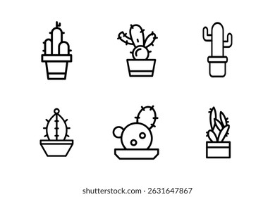 Cactus outline vector icon on whitebackground