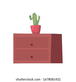 Cactus over furniture flat style icon design, Home room decoration interior living building apartment and residential theme Vector illustration
