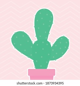 cactus over a pink color pot over a pink background vector illustration design