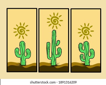 cactus painting decoration vector design