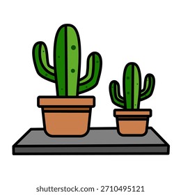 Cactus Pair Resting on Shelf