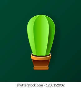 Cactus in paper art style craft vector illustration