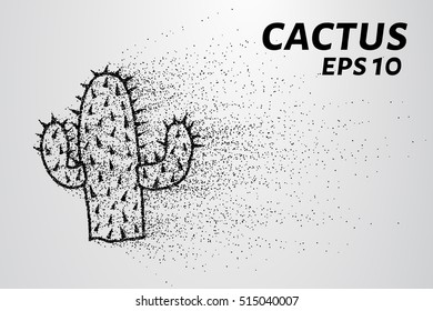 Cactus of the particles. Cactus consists of small circles and dots. Vector illustration