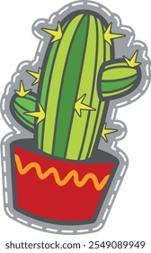 Cactus patch. Funny fabric label. Houseplant sticker