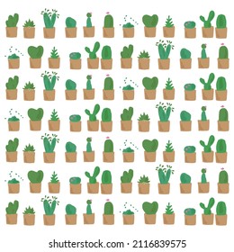 Cactus pattern background. Cute cactus. vector illustration
