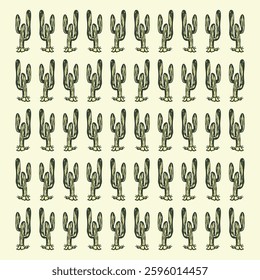 Cactus Pattern Background Hand Drawing Illustrator