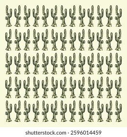 Cactus Pattern Background Hand Drawing Illustrator