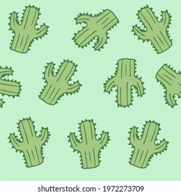 Cactus Pattern Background. Social Media Post. Plant Vector Illustration.