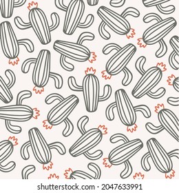 Cactus Pattern Background. Social Media Post. Plant Vector Illustration.