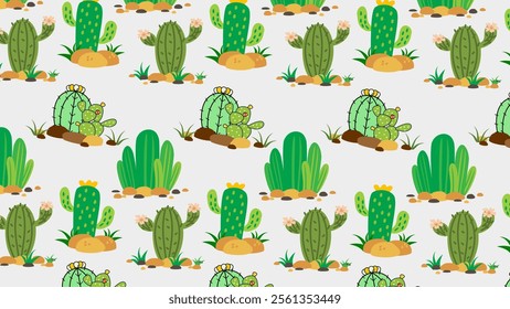 Cactus pattern background. Vector of Cactus icon. Perfect for textile, fabric, print, web, business, advertising, social media, many more. SSTKbackgrounds