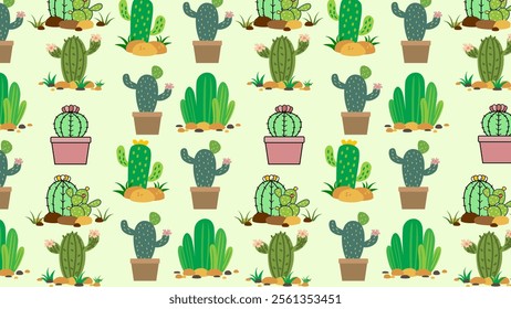 Cactus pattern background. Vector of Cactus icon. Perfect for textile, fabric, print, web, business, advertising, social media, many more. SSTKbackgrounds