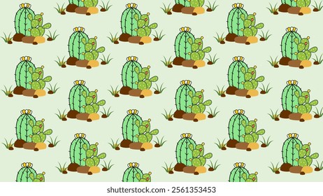 Cactus pattern background. Vector of Cactus icon. Perfect for textile, fabric, print, web, business, advertising, social media, many more. SSTKbackgrounds