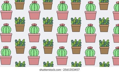 Cactus pattern background. Vector of Cactus icon. Perfect for textile, fabric, print, web, business, advertising, social media, many more. SSTKbackgrounds