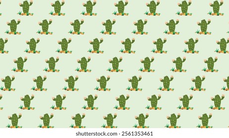 Cactus pattern background. Vector of Cactus icon. Perfect for textile, fabric, print, web, business, advertising, social media, many more. SSTKbackgrounds