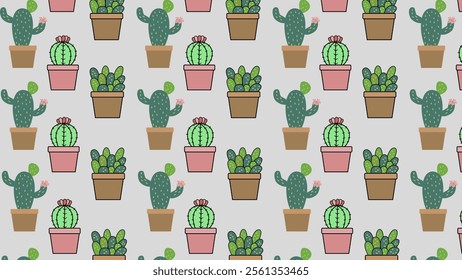 Cactus pattern background. Vector of Cactus icon. Perfect for textile, fabric, print, web, business, advertising, social media, many more. SSTKbackgrounds