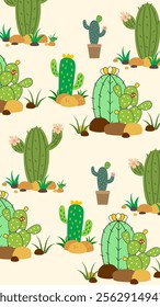 Cactus pattern background. Vector of Cactus icon. Perfect for textile, fabric, print, web, business, advertising, social media, many more. SSTKbackgrounds