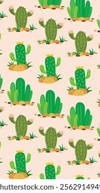 Cactus pattern background. Vector of Cactus icon. Perfect for textile, fabric, print, web, business, advertising, social media, many more. SSTKbackgrounds