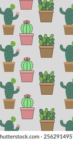 Cactus pattern background. Vector of Cactus icon. Perfect for textile, fabric, print, web, business, advertising, social media, many more. SSTKbackgrounds