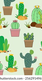 Cactus pattern background. Vector of Cactus icon. Perfect for textile, fabric, print, web, business, advertising, social media, many more. SSTKbackgrounds