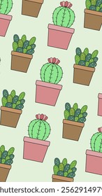 Cactus pattern background. Vector of Cactus icon. Perfect for textile, fabric, print, web, business, advertising, social media, many more. SSTKbackgrounds