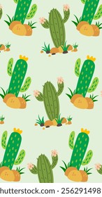 Cactus pattern background. Vector of Cactus icon. Perfect for textile, fabric, print, web, business, advertising, social media, many more. SSTKbackgrounds