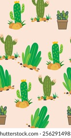 Cactus pattern background. Vector of Cactus icon. Perfect for textile, fabric, print, web, business, advertising, social media, many more. SSTKbackgrounds