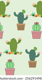 Cactus pattern background. Vector of Cactus icon. Perfect for textile, fabric, print, web, business, advertising, social media, many more. SSTKbackgrounds