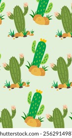 Cactus pattern background. Vector of Cactus icon. Perfect for textile, fabric, print, web, business, advertising, social media, many more. SSTKbackgrounds