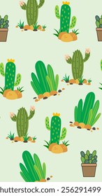 Cactus pattern background. Vector of Cactus icon. Perfect for textile, fabric, print, web, business, advertising, social media, many more. SSTKbackgrounds