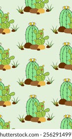 Cactus pattern background. Vector of Cactus icon. Perfect for textile, fabric, print, web, business, advertising, social media, many more. SSTKbackgrounds