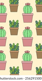 Cactus pattern background. Vector of Cactus icon. Perfect for textile, fabric, print, web, business, advertising, social media, many more. SSTKbackgrounds