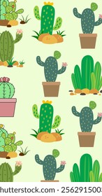 Cactus pattern background. Vector of Cactus icon. Perfect for textile, fabric, print, web, business, advertising, social media, many more. SSTKbackgrounds