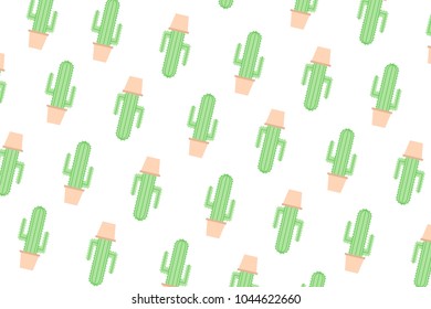 Cactus pattern background, vector illustration