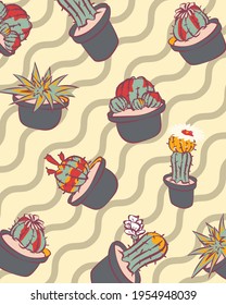 Cactus pattern colour mode design