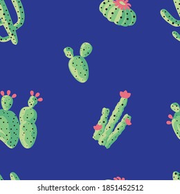 Cactus pattern, creative conceptual vector. Drawn cactus set. Tropical flowers, succulents